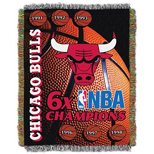 Northwest NBA Chicago Bulls Unisex-Adult Woven Tapestry Throw Blanket, 48" x 60", Commemorative