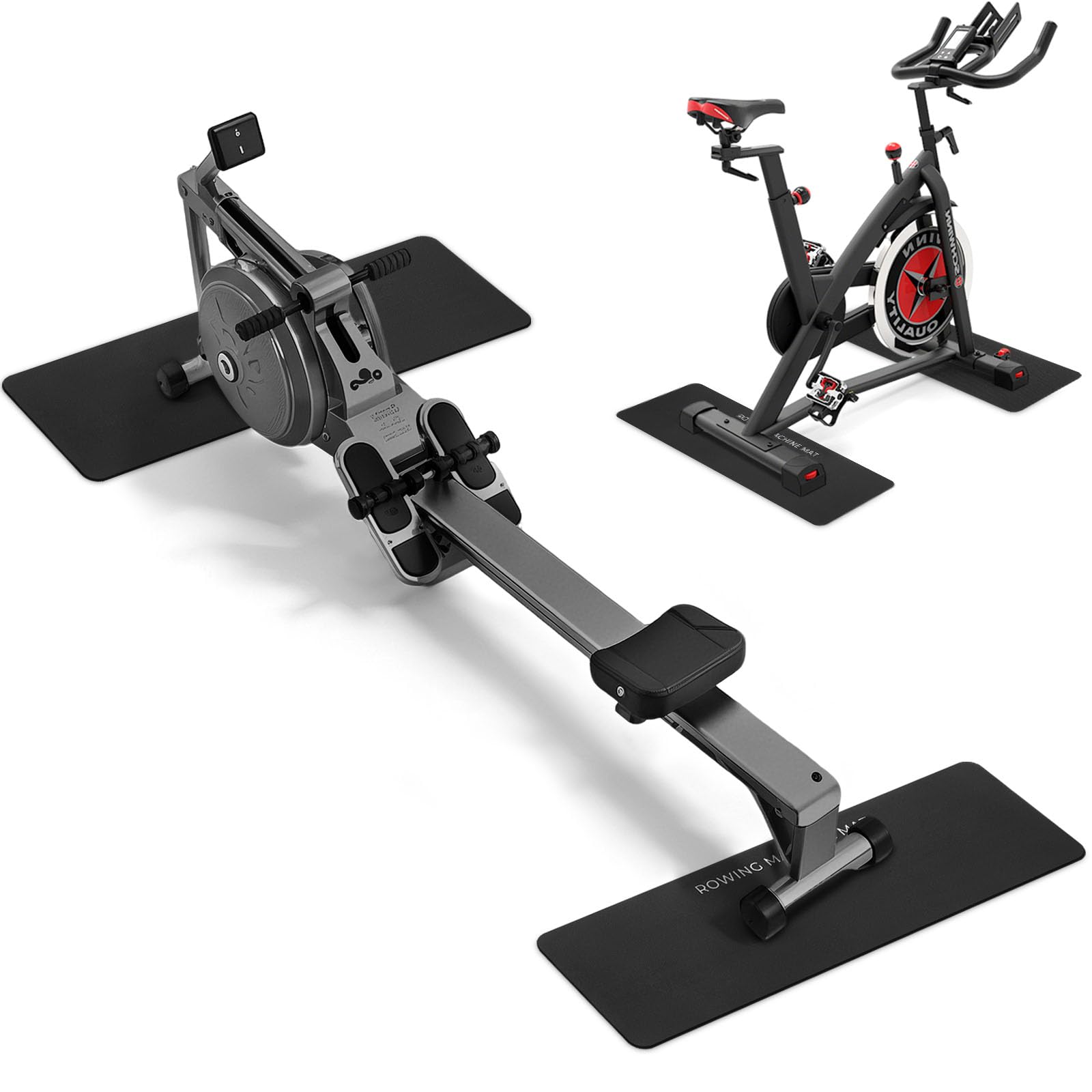 TOBWOLF 2PCS Non-Slip Mat Compatible with Peloton Bike Concept 2 Rowing Machine Exercise Bike Mat Mat Protect Hardwood