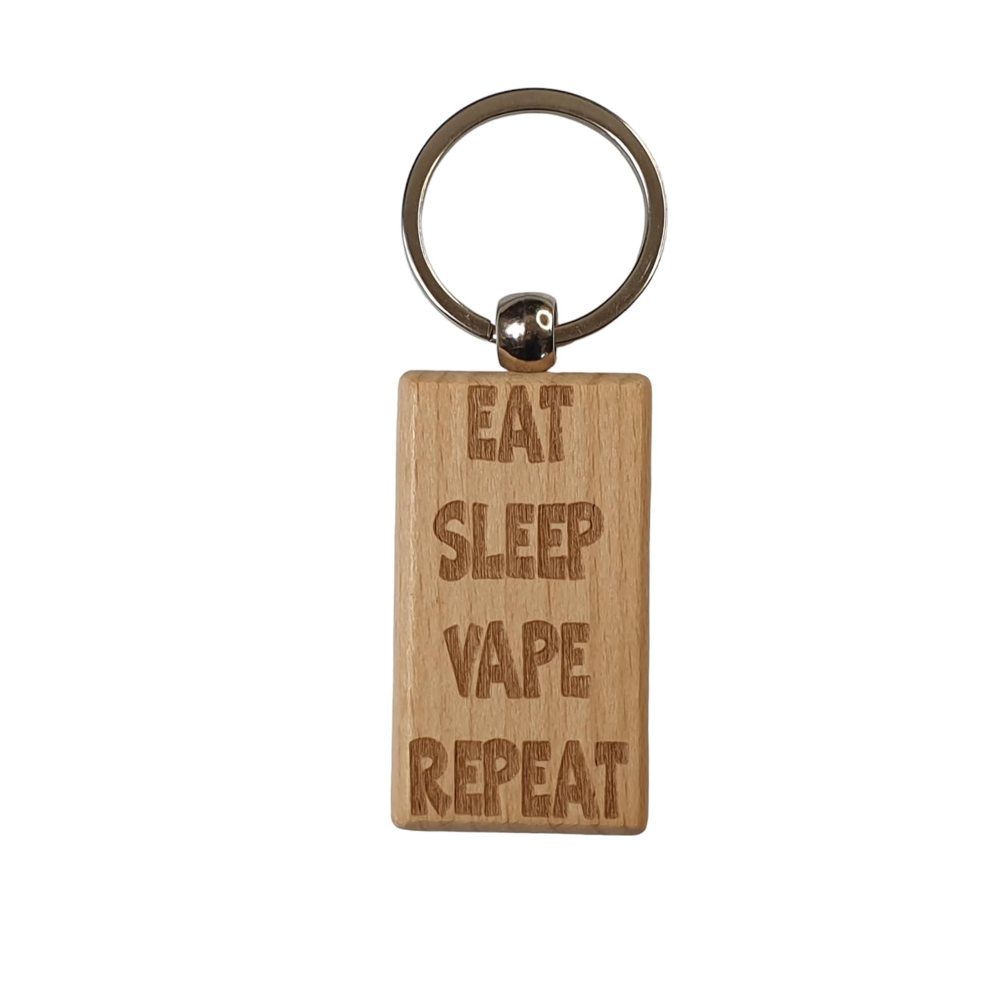 Decalarama Brown Vaping Keyring Gift - Eat Sleep Vape Repeat - Nice Cute Engraved Wooden Key Fob Novelty Present