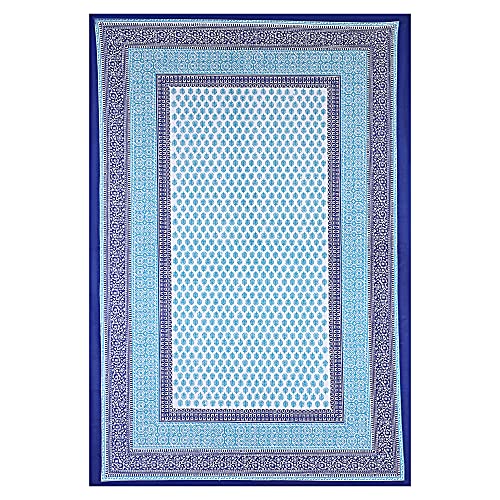Image of Texstylers Table Cloth | Table Cloth for 6 Seater Dining Table| Dining Table Cover 6 Seater | Table Cover 6 Seater | Dining Table Cover | Rectangle, Cotton,150 cm X 225 cm (Blue)