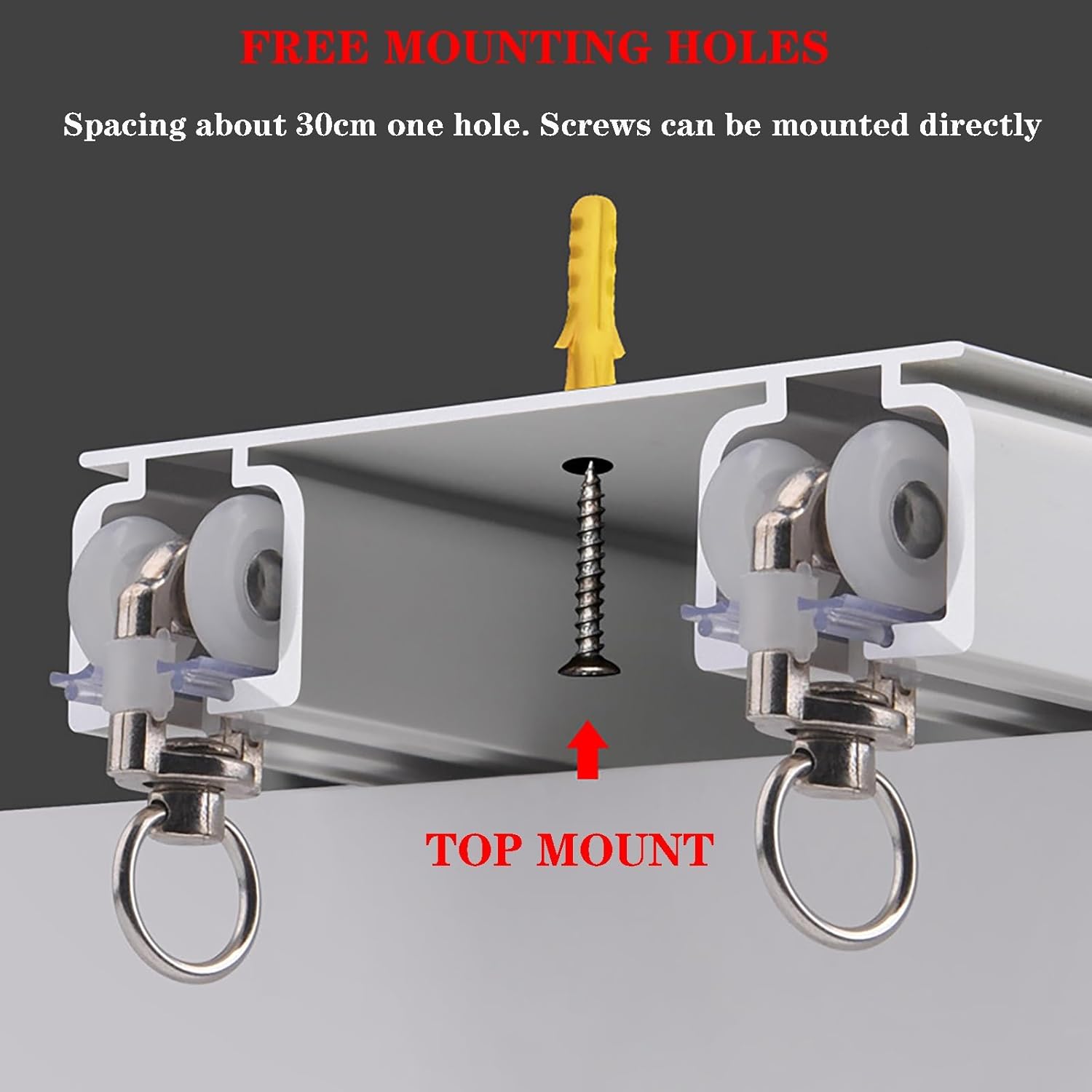 Aluminum Blackout Curtain Track Double Rail, Curtain Rails with Built-in Silencer Strips, Luxurious Heavy-Duty Curtain Rail Ceiling Mount, Curtain Tracks and Fittings(White-Alloy,5.0m/16.4ft)