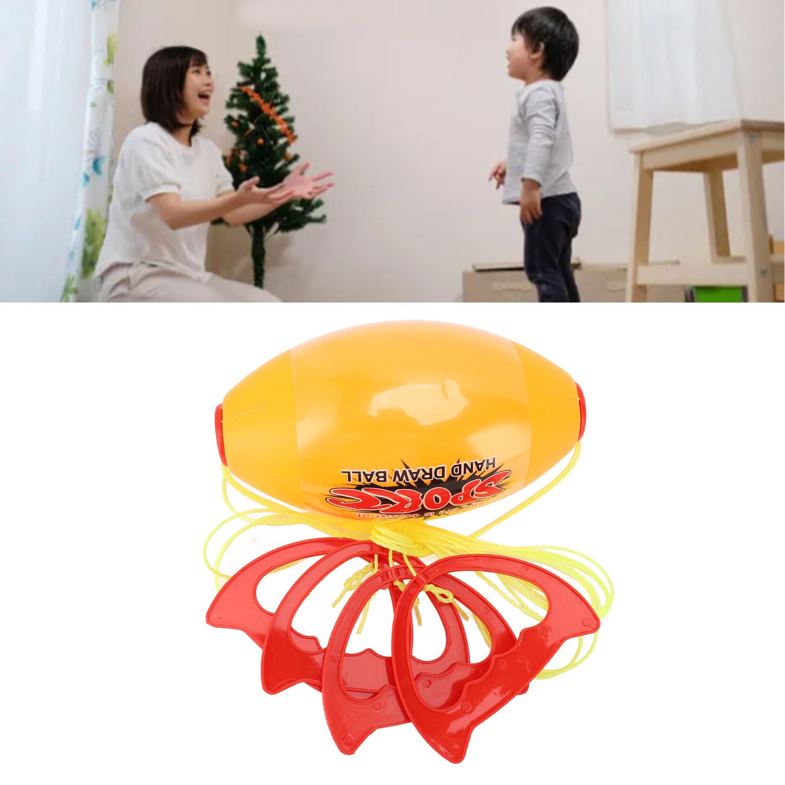 Balle de Navette à Tirer Géante – Corde Fleible + Poignée Ergonomique, Jeu Sportif Intérieur/Etérieur pour Enfants & Adultes (Style Plat)