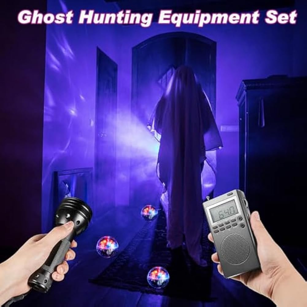 Kit d'équipement de chasse pour chat avec radio, 4 balles et lampe de poche, jouet interactif lumineux pour la maison et l'extérieur