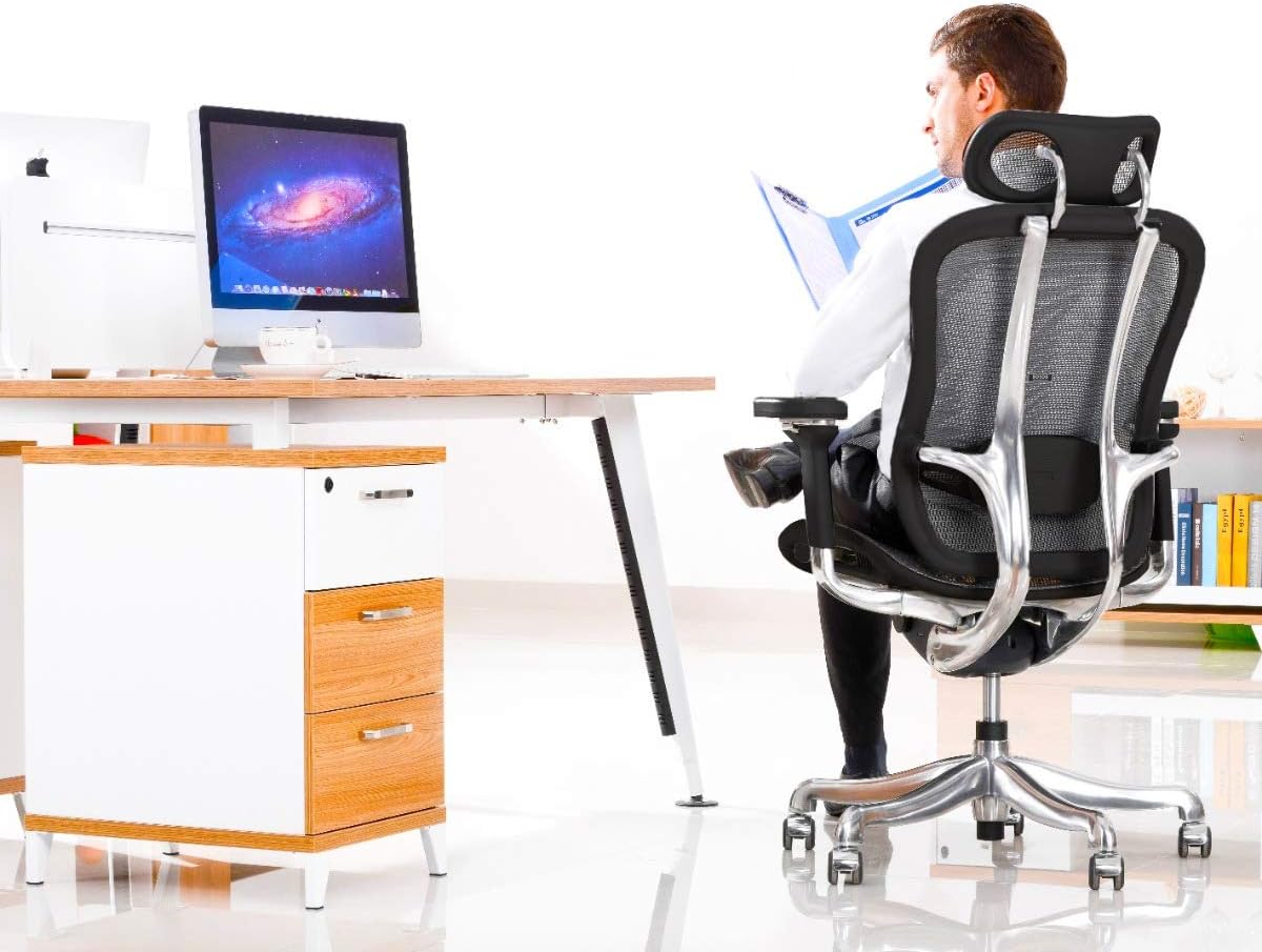 SOLOS Premium Ergonomic Chair, High-Back Desk Chair Racing Style with Lumbar Support Headrest, Height Adjustable Seat Soft Foam Seat Cushion