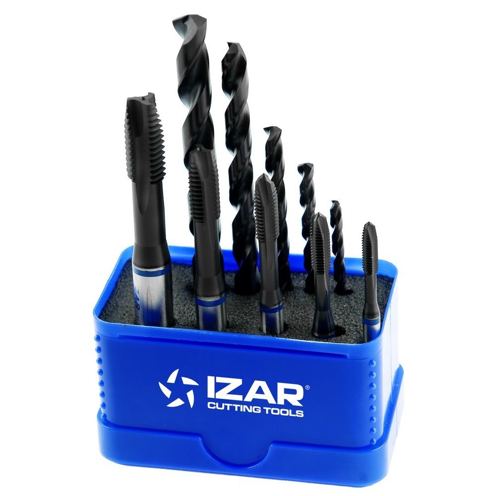 Izar 32669 3125 + 1016 TIALSIN Set Macho Recto Máquina Métrica Inox Gran Rendimiento Mango Reforzado, PMX, Broca Cobalto + TIALSIN