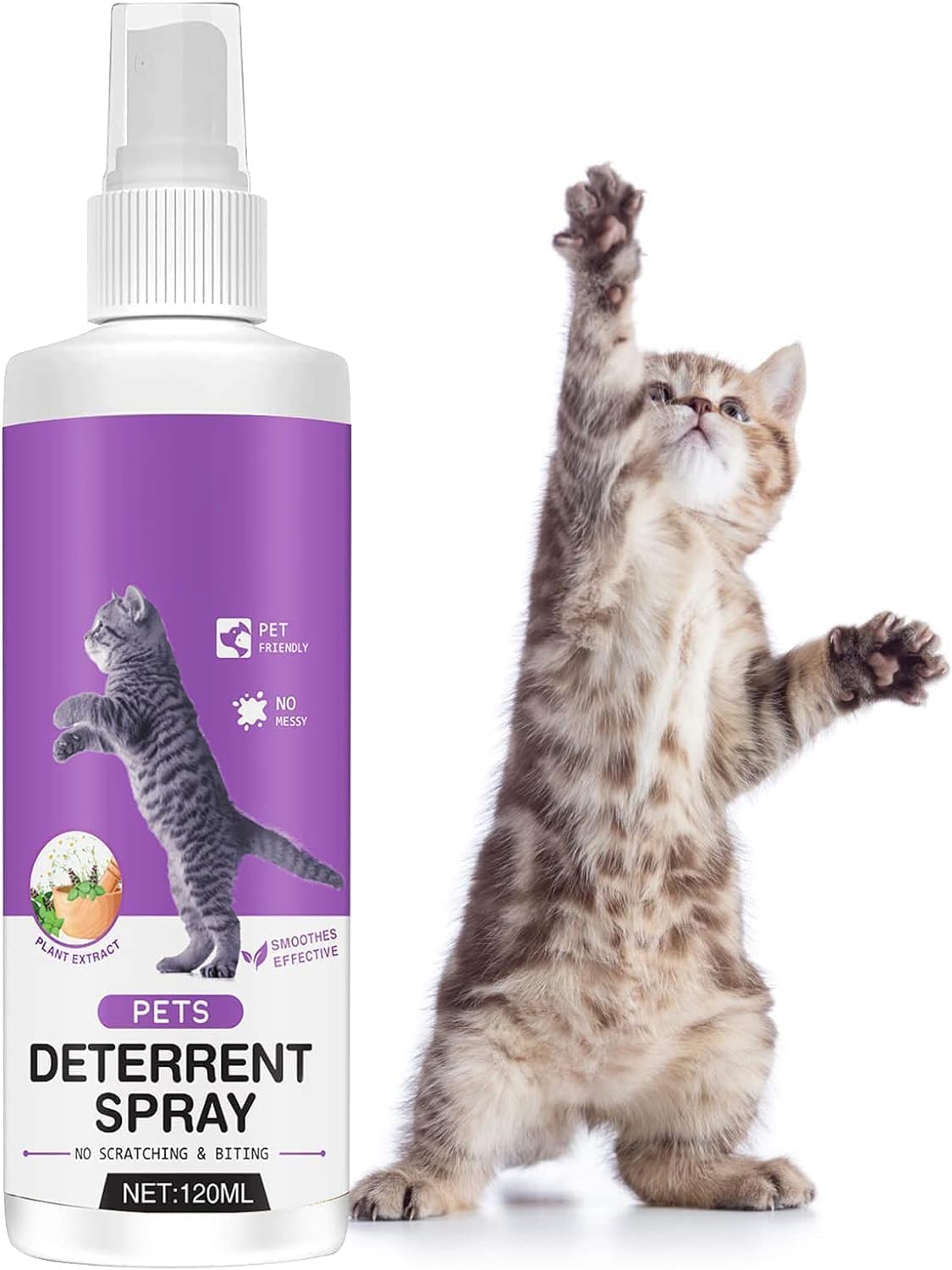 Repellente per Gatti Spray 120ml, Proteggi Divano Graffi, Disabituante Esterno e Interno, Gusto Amaro Oli Essenziali Naturali