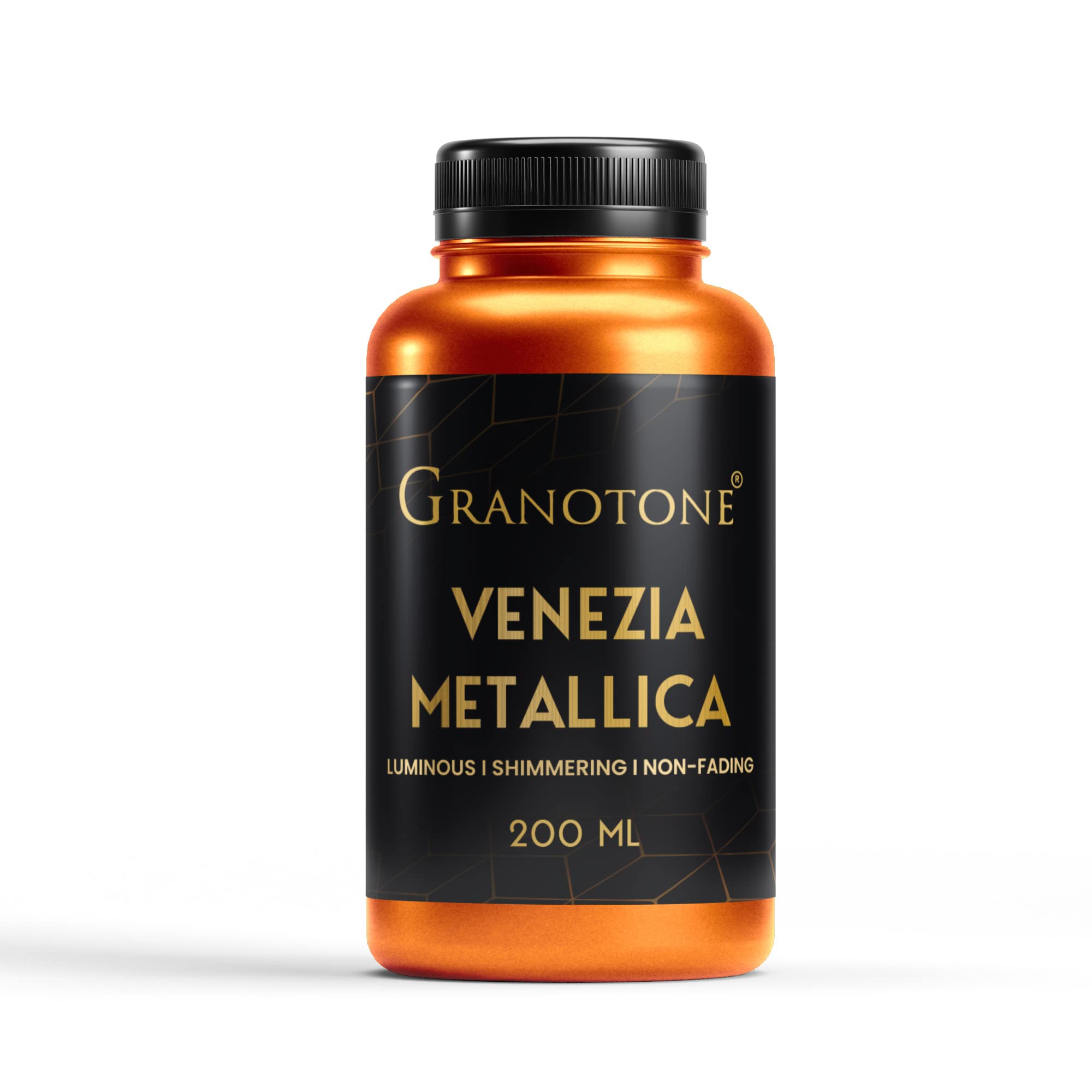GRANOTONE Venezia Metallic Acrylic Paint, 200 ML - Extra Sheen, Non-Fading, Indoor/Outdoor, Non-Toxic, Multi-Surface - For Artists, Hobbyists & Kids - Made in India (ORANGE)