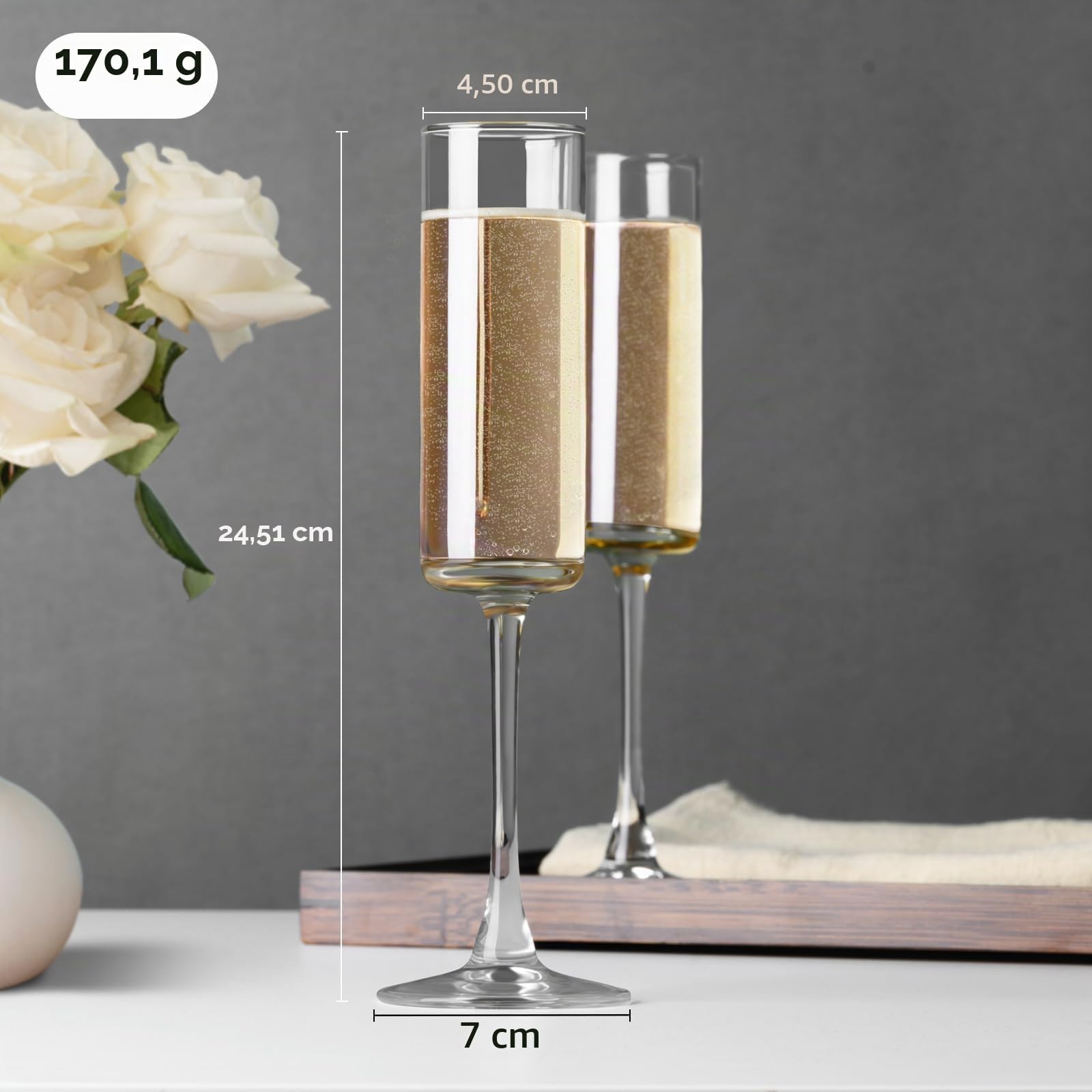 ParaCity Set di 2 calici da champagne da 180 ml, regalo per compleanno, matrimonio, Natale, bicchieri da prosecco trasparenti e scintillanti, per donne e uomini