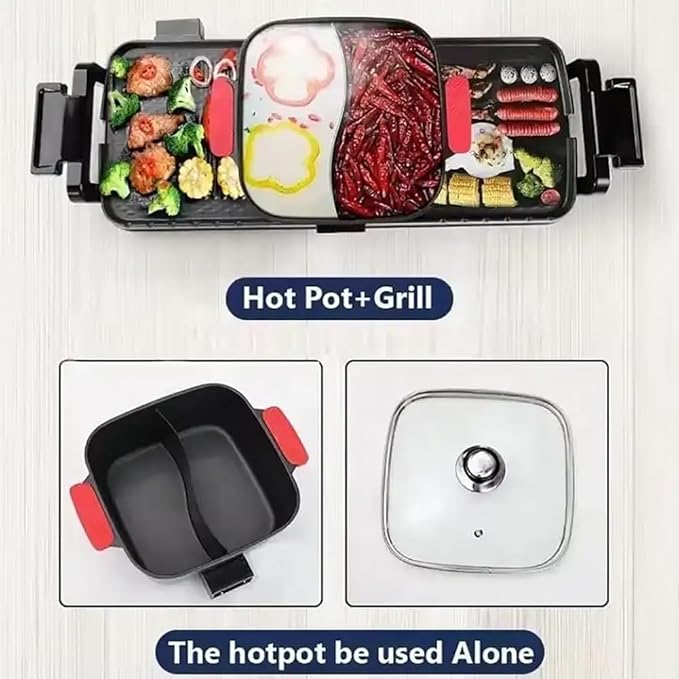 Olla eléctrica para barbacoa sin humo, 2200W, con revestimiento antiadherente miniatura 4