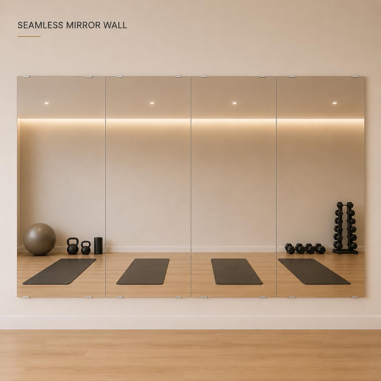 Murrey Home Espejo de gimnasio de 2 piezas x 48 x 24 pulgadas, fácil de instalar, espejo grande sin marco, espejo de entrenamiento para gimnasio en casa, gimnasio, yoga, baile, garaje, espejo de