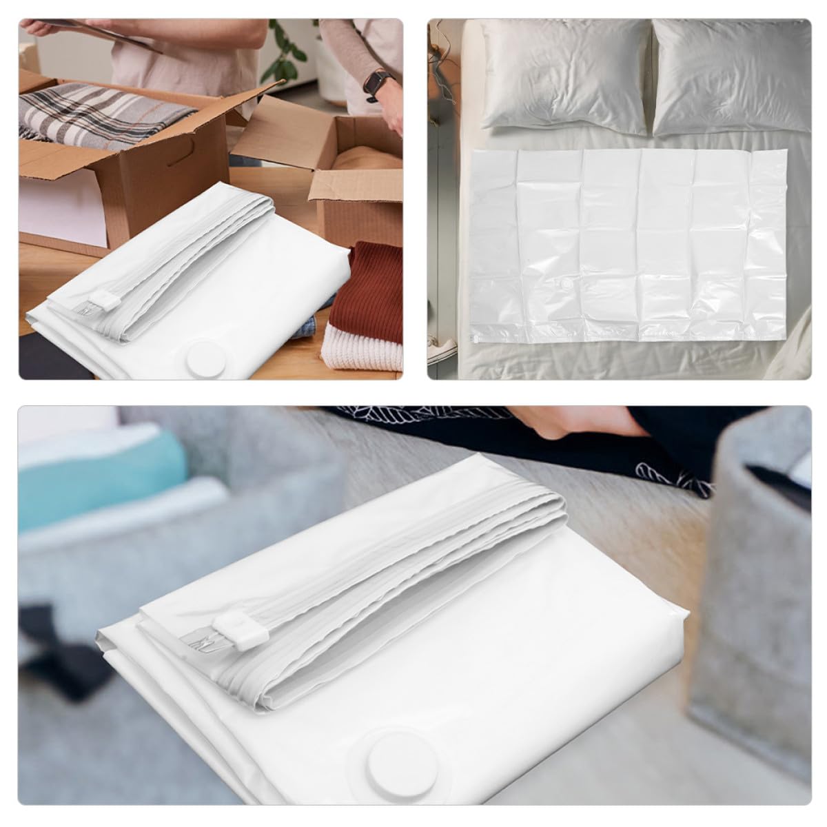 Sacchetti Sottovuoto per Materassi 150x100 Cm Set da 2 Pezzi, Sacchi Compressione Spessi 12 Micron Riutilizzabili per Piumoni, Coperte e Abbigliamento, Risparmio Spazio per Casa