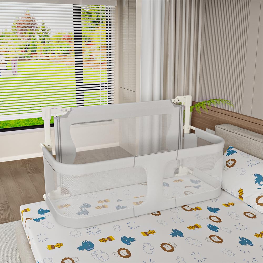 OHMG Barrera de cama, barrera de seguridad infantil, portátil, protección de seguridad plegable, barra de cama anticaída, extraíble, protector de cuerpo, cama Cododo ajustable en altura, con