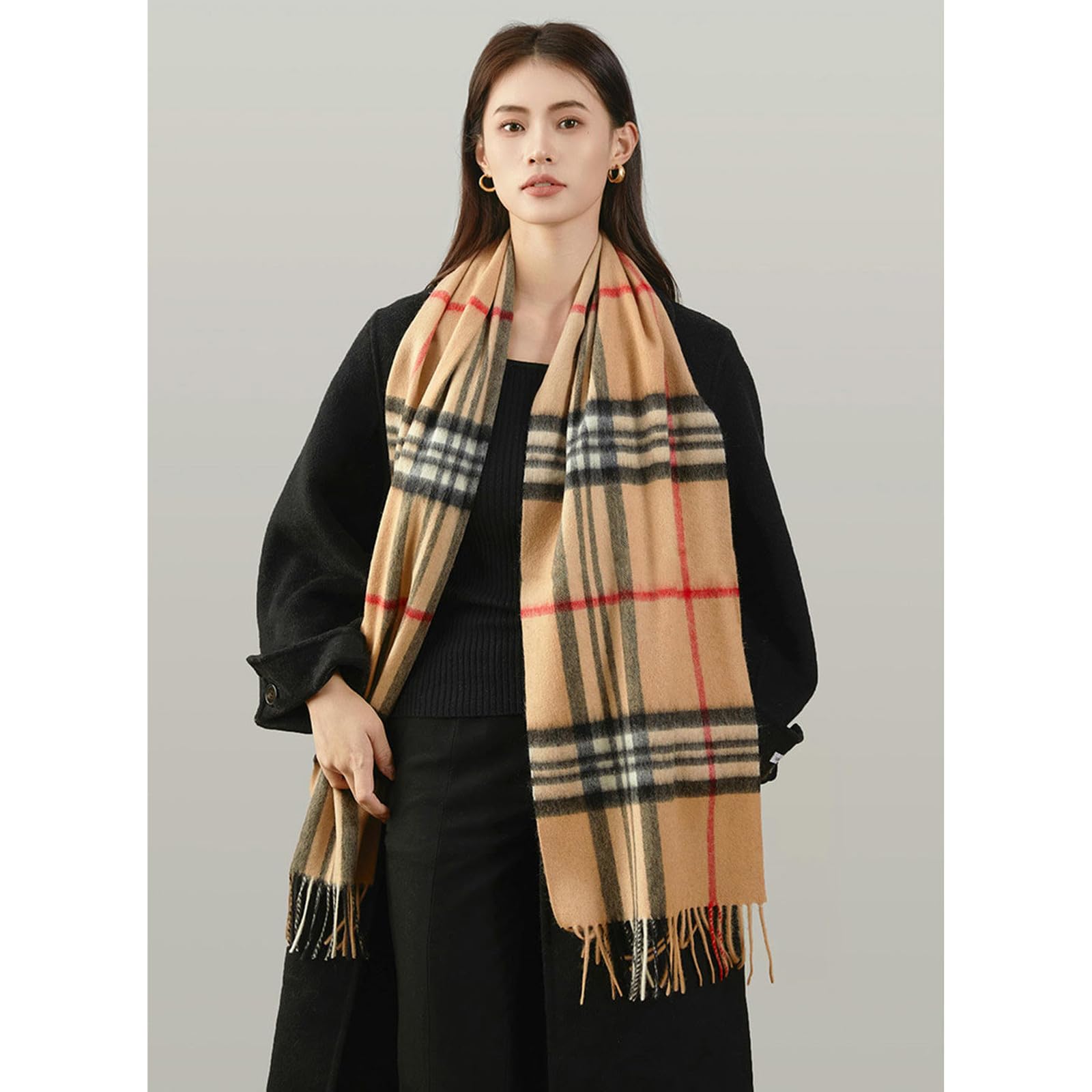 Sciarpa Donna Sciarpa da Donna Scialle di Lana Sciarpa Scozzese Calda E Morbida da Uomo E da Donna Regalo da Uomo E da Donna 180 * 30 Cm-Claret