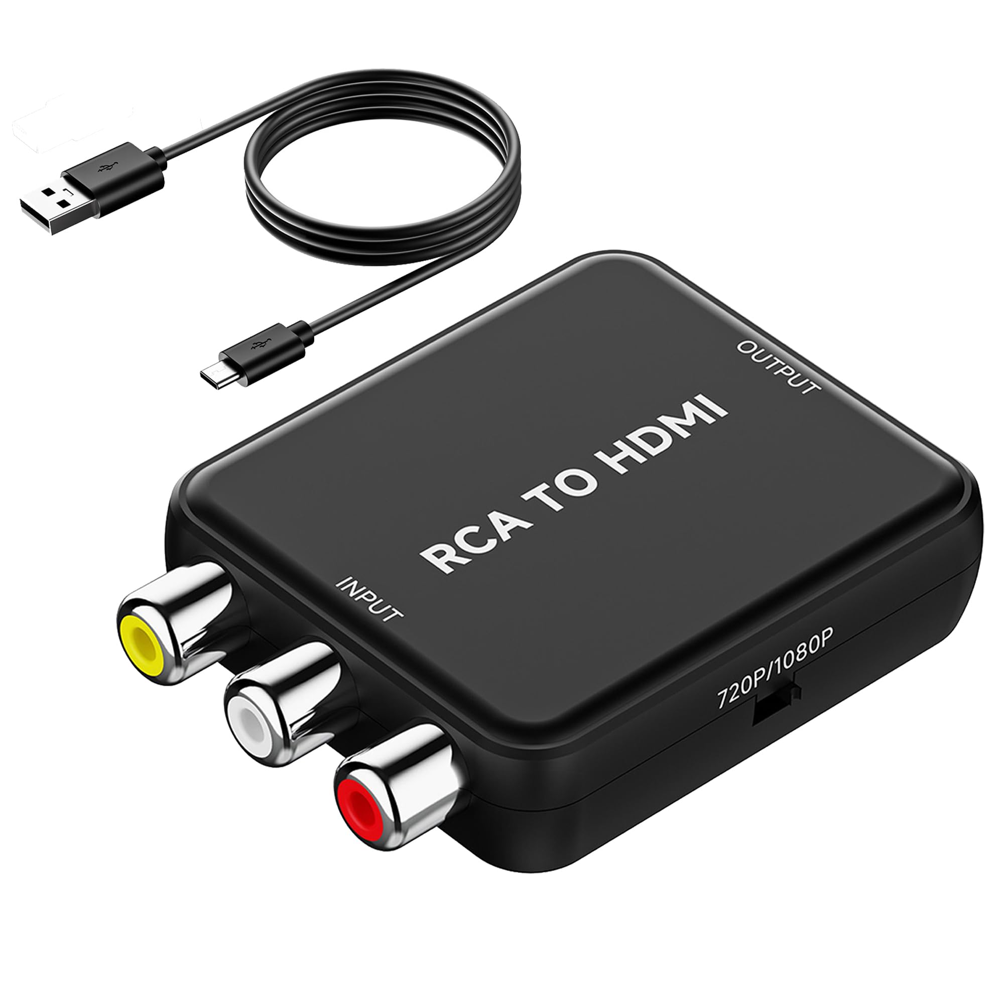 RCA to HDMI Converter, AV to HDMI Converter, Composite to HDMI Adapter Supports PAL/NTSC for PS2/VHS/VCR/Blue-Ray DVD ect.-image-45