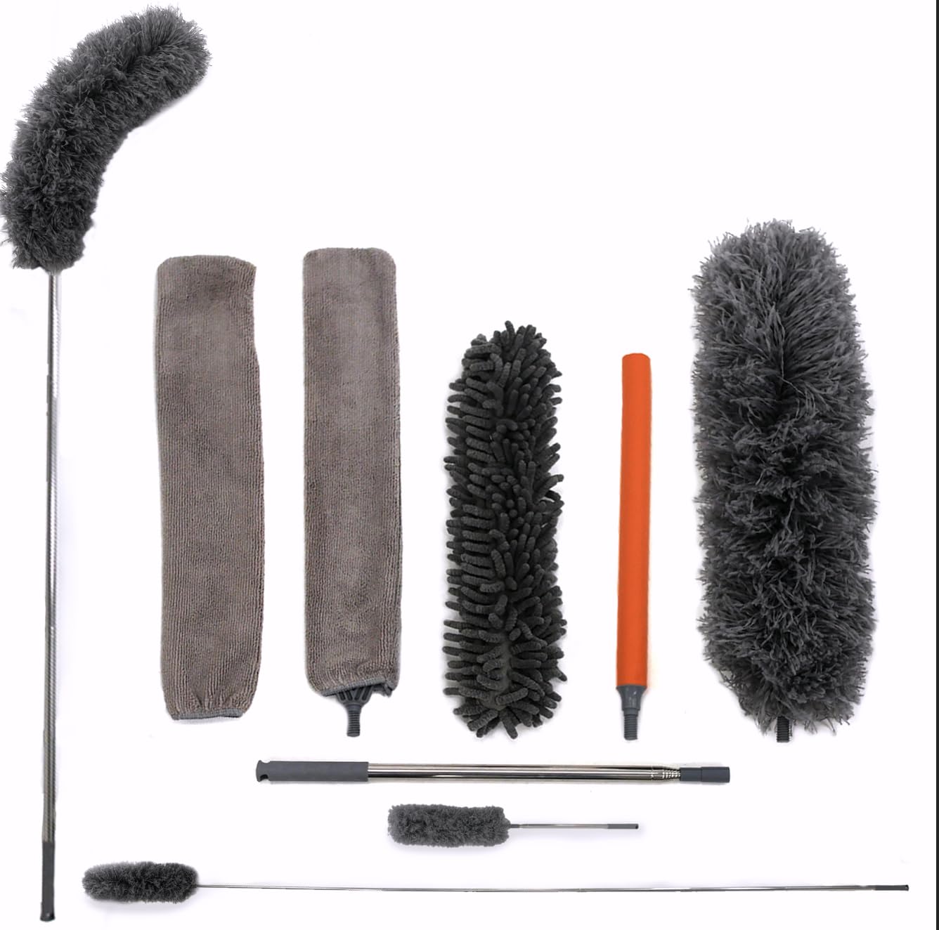 Plumeau avec tige d'extension interchangeable et lavable avec brosse de nettoyage