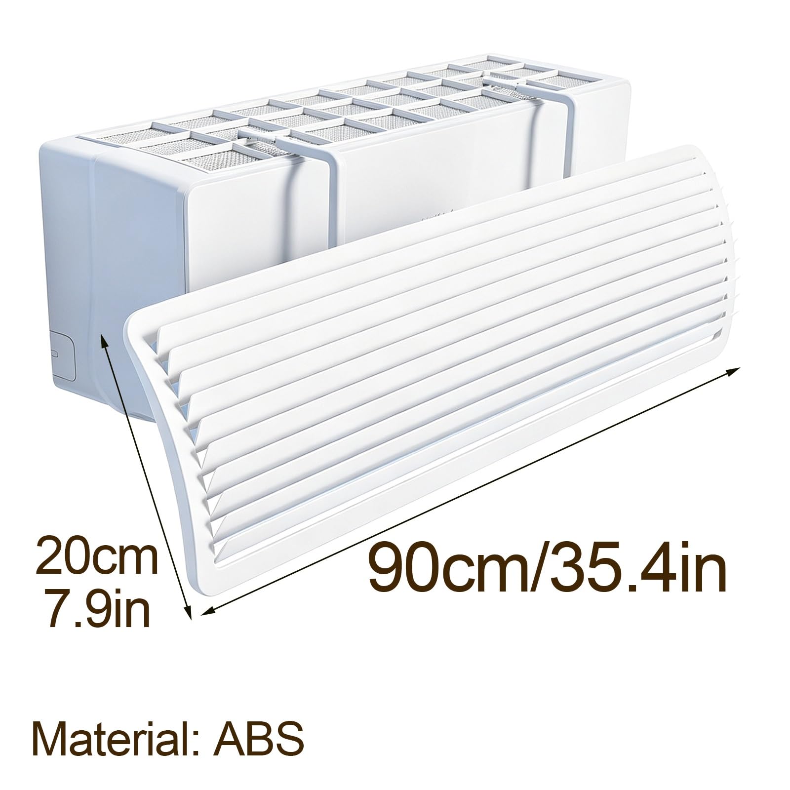 Deflettore Climatizzatore ABS 90x20cm, Pannello Ampio, Evita Getto Diretto | Guida Aria Condizionatore Regolabile, Aletta Inclinata 18°, Gancio Telescopico per Unità Murali