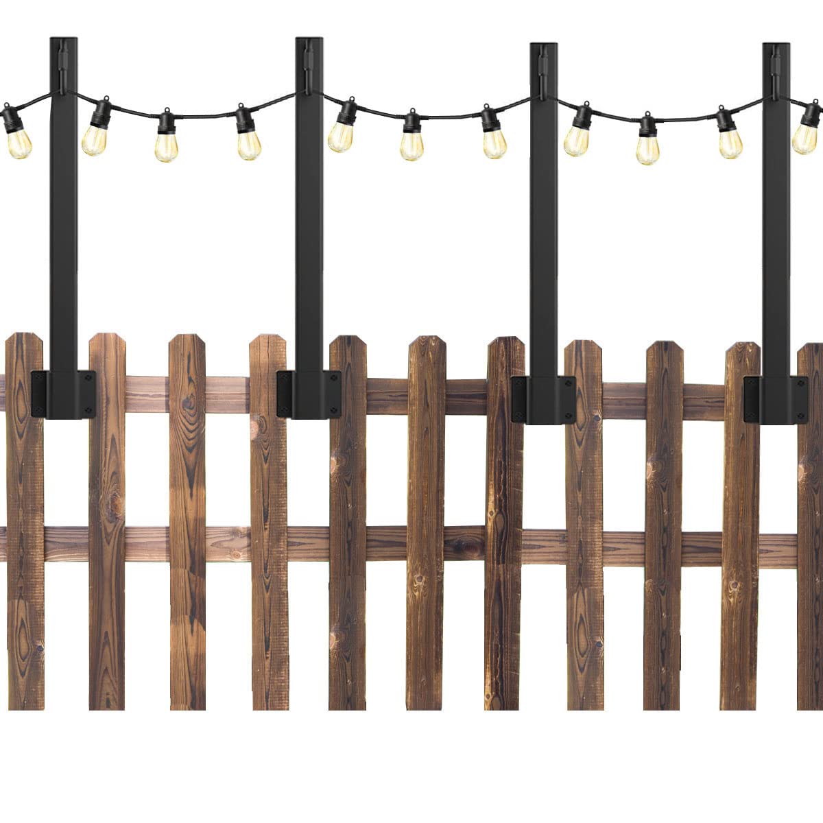 Lichterkettenstangen Für Garten & Terrasse – 2 Stück, 2,4 M Hoch, Metall, Zum Aufhängen Von Solar-Lichterketten