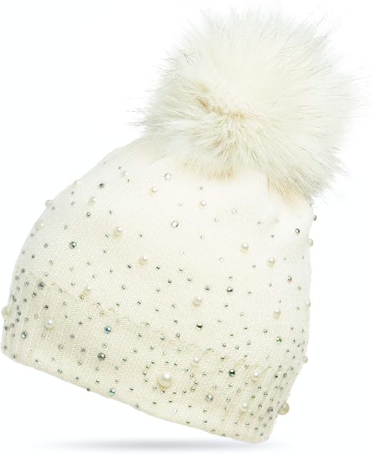 Caspar MU143 Donna Berretto Invernale con Strass e Perle, Dimensioni:Taglia  unica, Colore:bianco crema : Amazon.it: Abbigliamento
