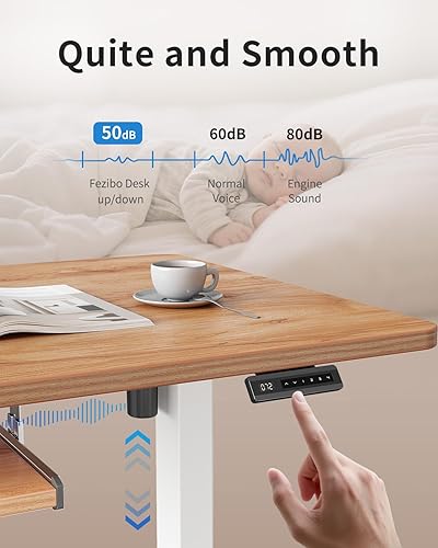 Miniatura 27 de FEZIBO Escritorio de pie con bandeja para teclado, altura ajustable de 40 x 24 pulgadas, con ajustes preestablecidos de memoria para oficina en