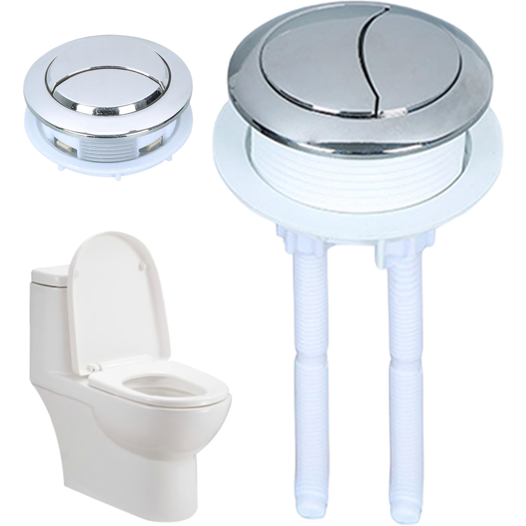 Toilet Flush Button, Dual Flush Round ABS Replacement for Water Tank Medium - Toilet Accessories