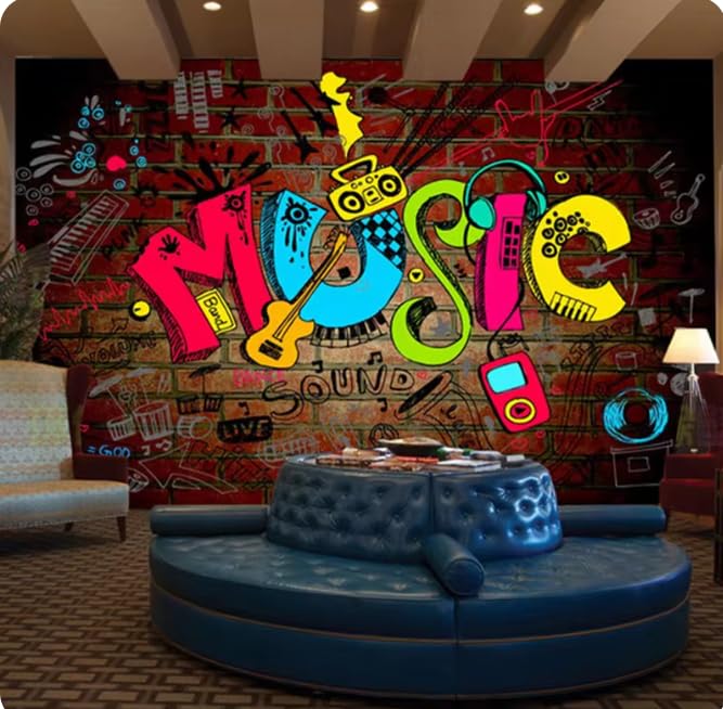 vsdhlsidgl Papel tapiz 3D para bar, cafetería, fondo de pantalla con grafiti de moda, mural 3D para decoración del hogar, revestimiento de paredes, 3D, 430 x 300 cm