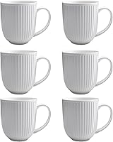 Vista 1 de Juego de 6 tazas de café blancas, juego de tazas de café de porcelana de 16 onzas, juego de tazas de cerámica blancas lisas para café con leche, té