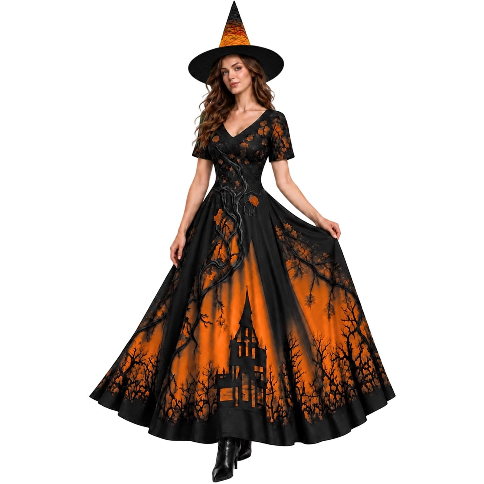 Witch Halloween Costume For Women Elegant Gothic A-Line Lace Dress โ image 1
