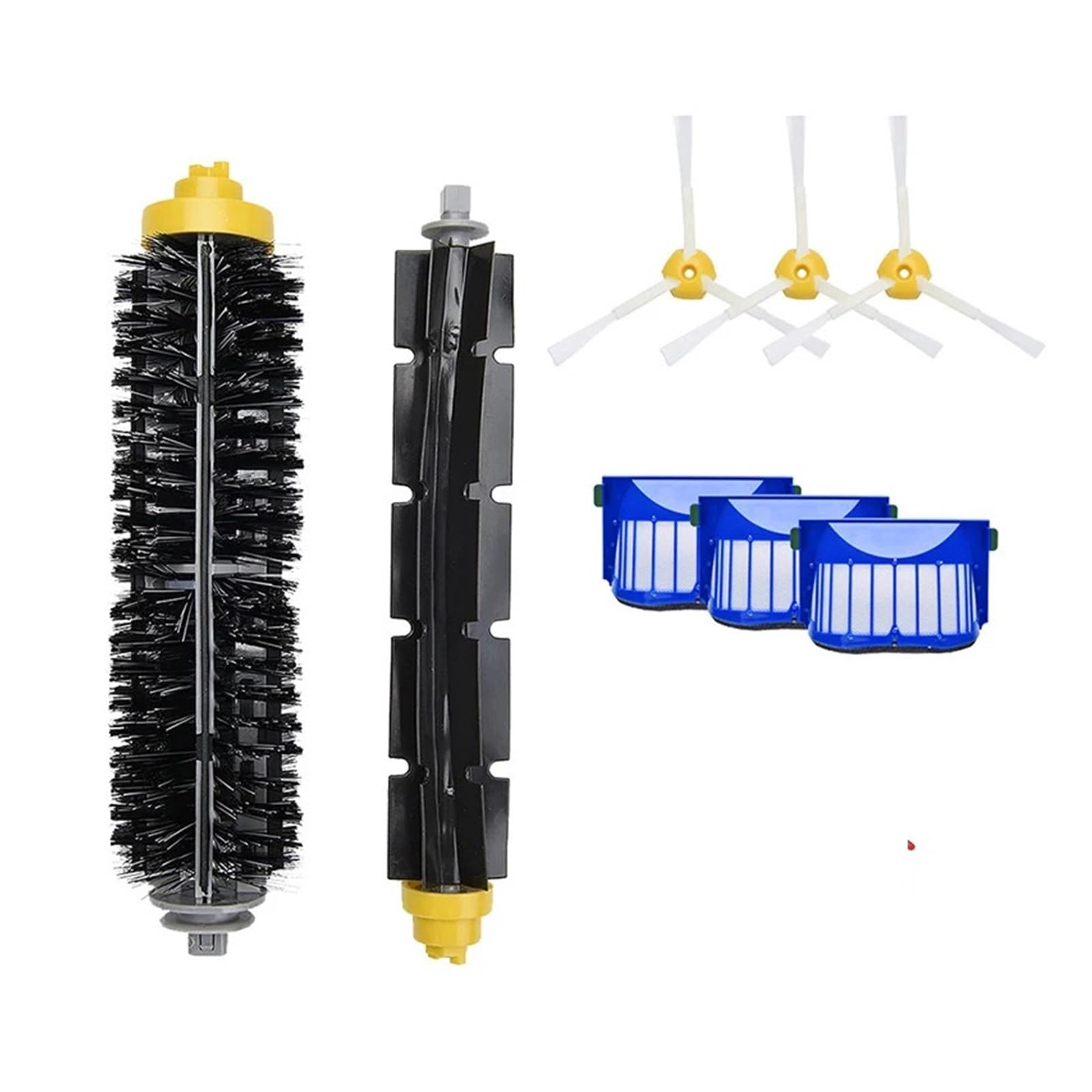 Accesorios for aspiradoras, repuestos, compatibles con Roomba, Serie 675, 650, 690, 600, Kit de Repuesto for Limpiador, Cepillo Lateral de cerdas, Filtro HEPA(SET3)