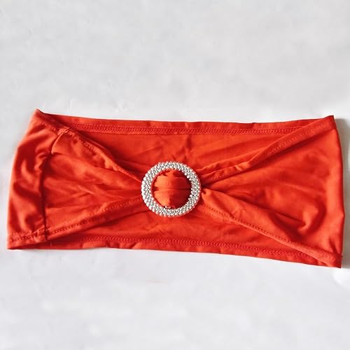 Miniatura 10 de Bandas elásticas de Spandex para sillas con hebilla deslizante para decoración de boda, no incluye las fundas color blanco, 50 piezas