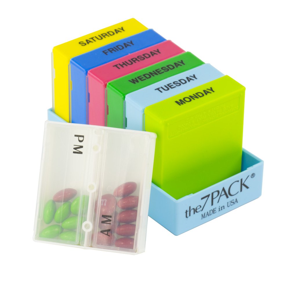 Borin-Halbich The 7Pack® 7 Day 2 Compartment Pill Organizer Light Blue Tray (Made in the USA)