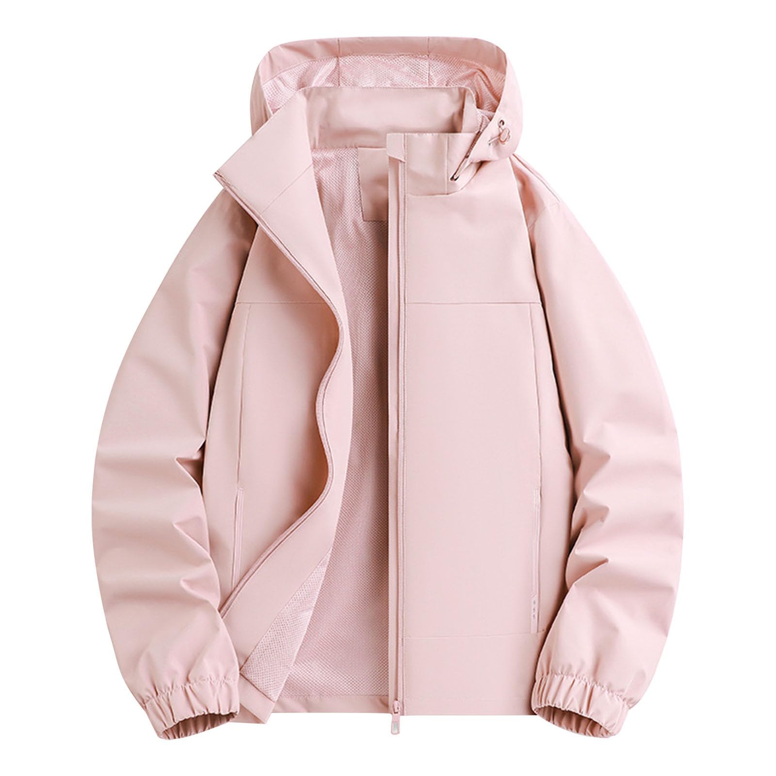 Chubasquero para mujer, impermeable, transpirable, sudadera con capucha, chaqueta de entretiempo, plegable, para senderismo, chaqueta de softshell para senderismo, chaqueta cortavientos ligera para