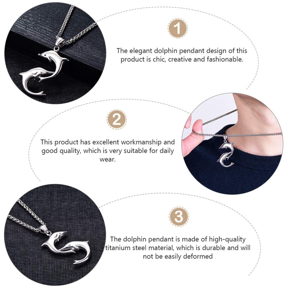 QYYZTQY Herren Halskette Delphin Anhänger Titanium Stahl Schlüsselbein Kette Strand Schmuck Gentleman Fashion Accessoire