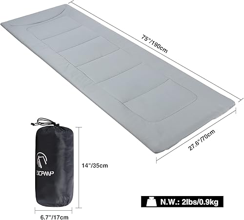 Miniatura 2 de REDCAMP XL colchoneta de catre para acampar, suave y cómodo de algodón grueso para dormir, 75 "x29", gris y azul marino