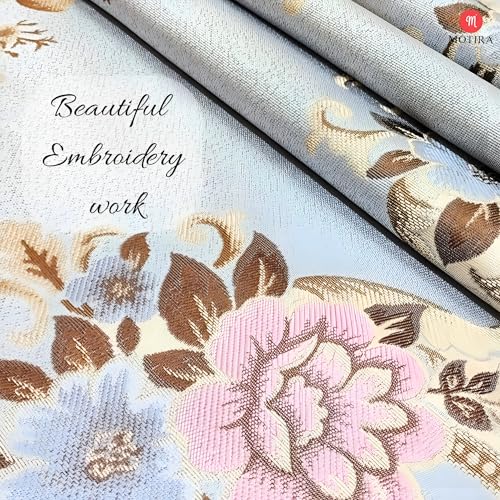 Image of Fridge Top Cover by Motira - Double Door & French Door Protector, Floral Embroidery with 6 Pockets 65 x 170 CM (Grey).