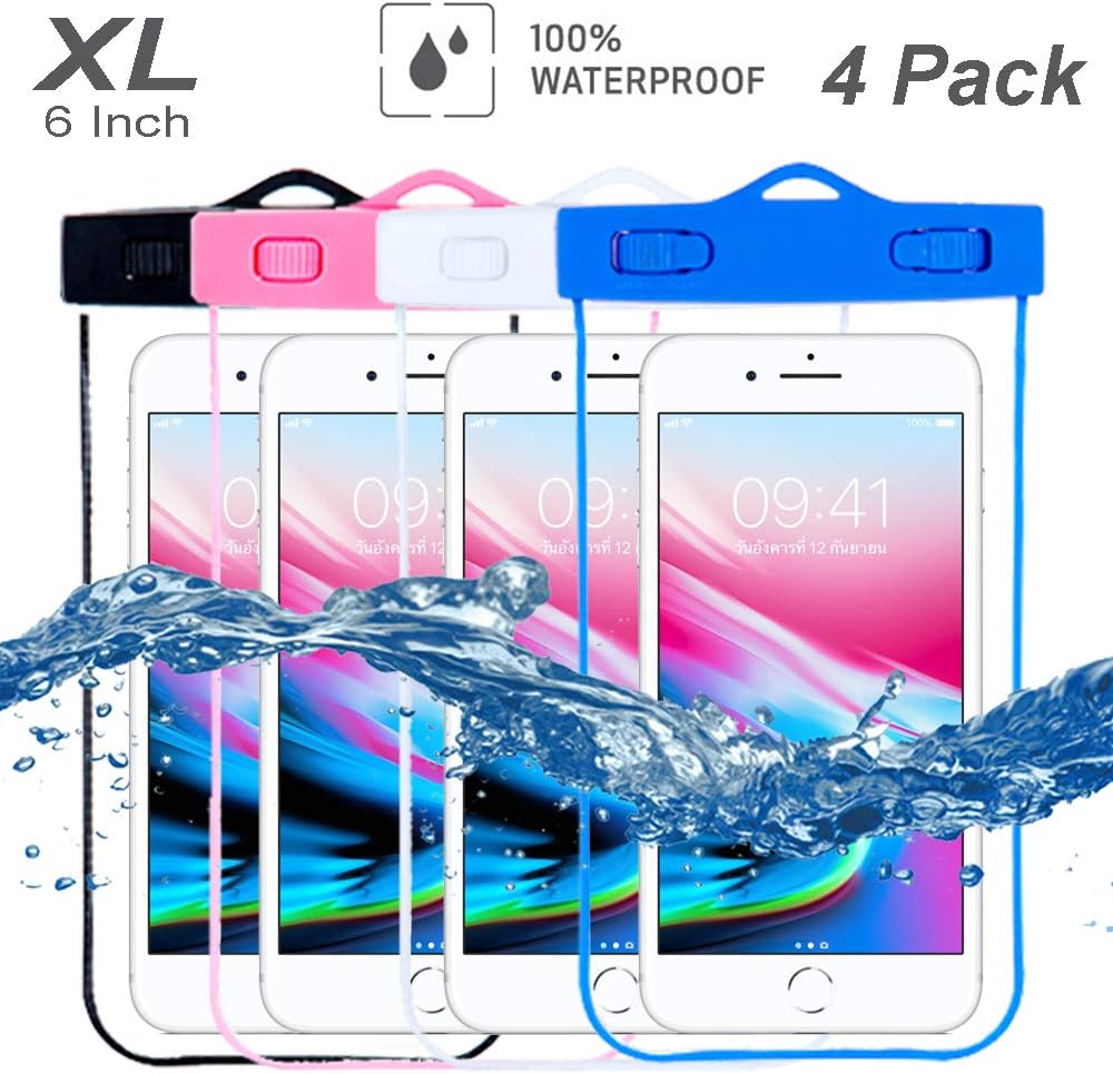4 LEAF Waterproof Phone Pouch Universal Waterproof Phone Case Dry Bags Compatible with iPhone 11 Pro Samsung Galaxy Google Pixel LG HTC Nexus for Boating Swimming Kayaking Skiing