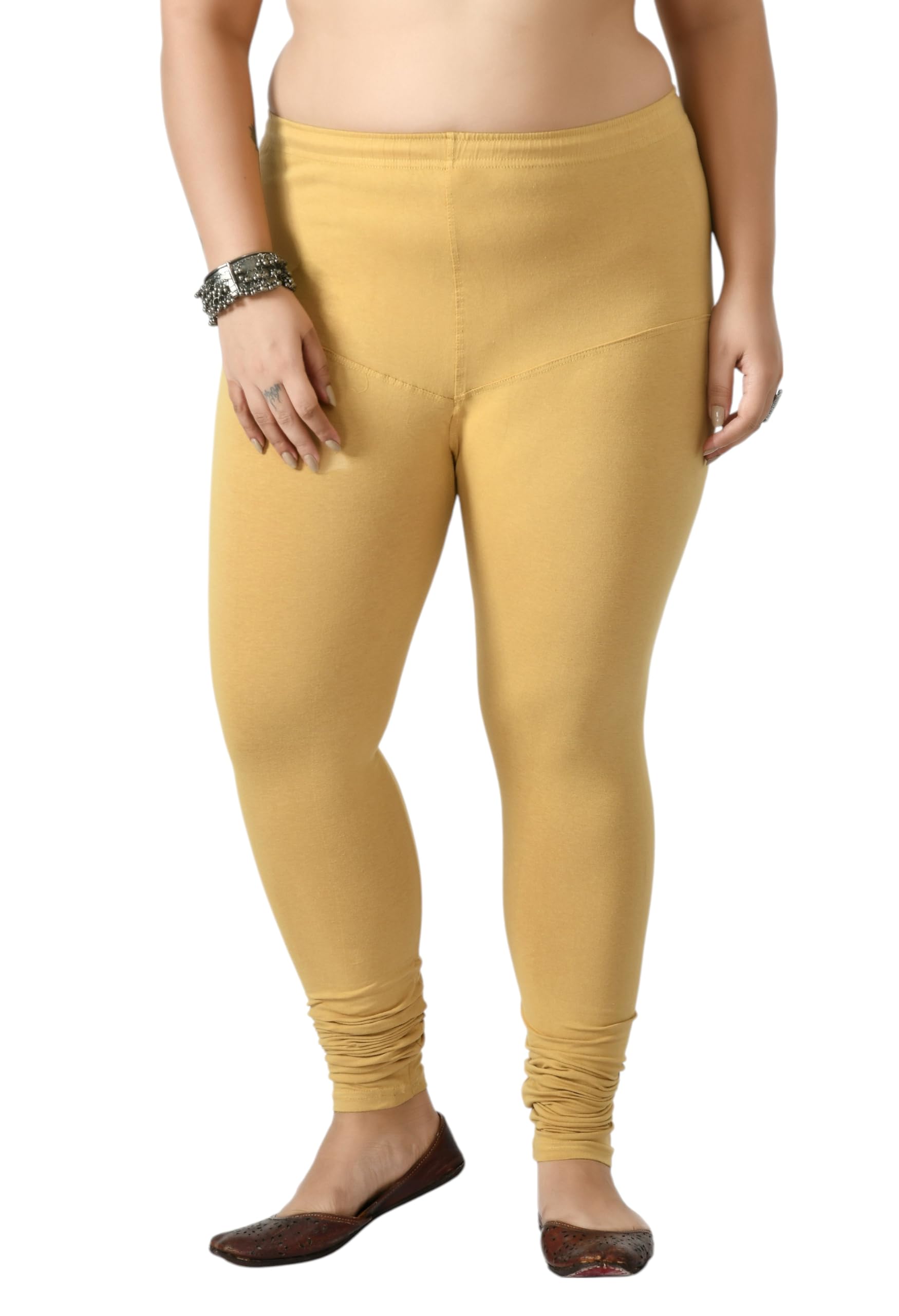 Women’s Plus Size Cotton Lycra Full Length Churidar Leggings with High Waist Full Elastic Waistband | Casual Ethnic Wear-image-10