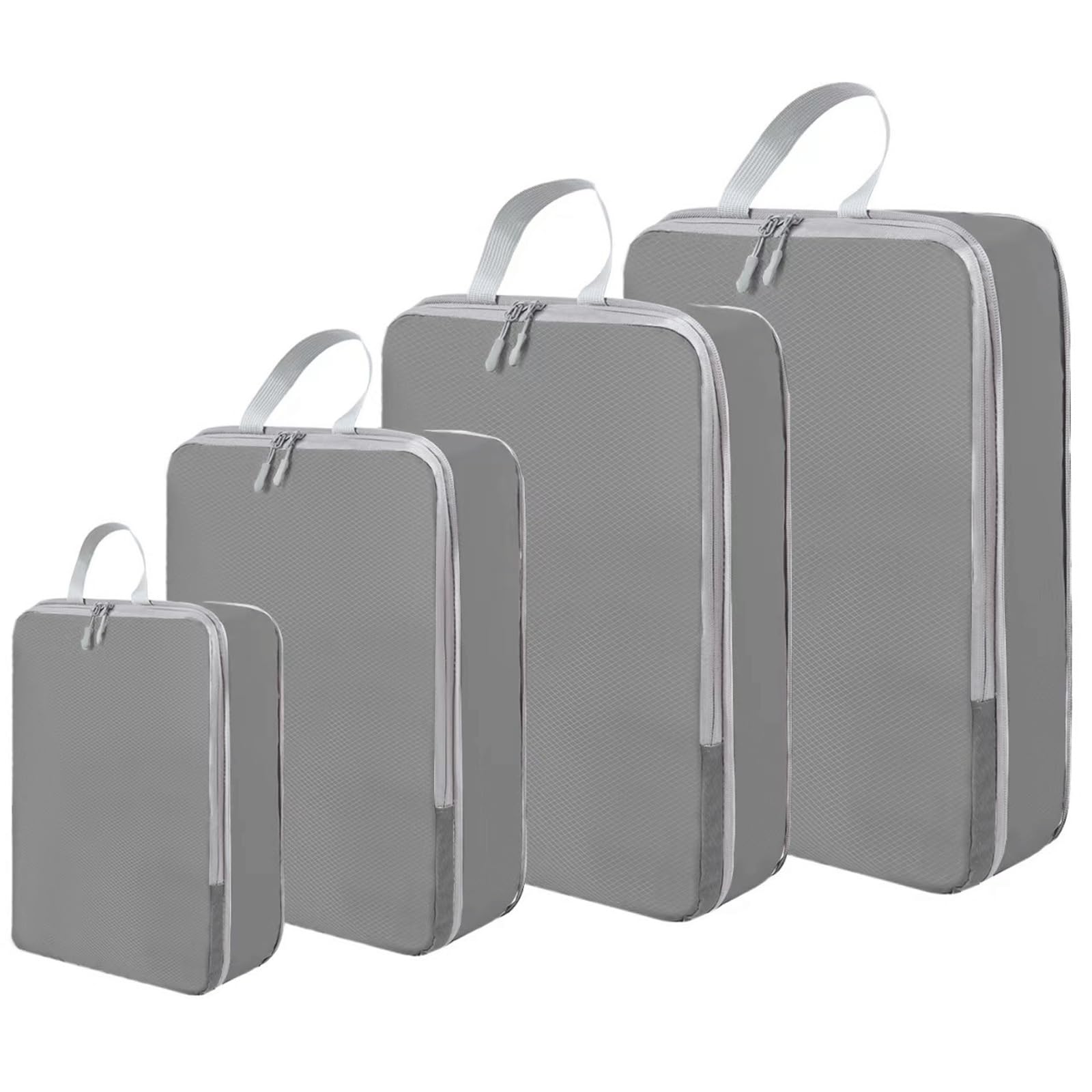 4 Set Compression Packing Cubes For Suitcase - Space-Saving Luggage Organizer Bags, Lightweight Compressible Travel Packing Organizer ﻿(Gray)