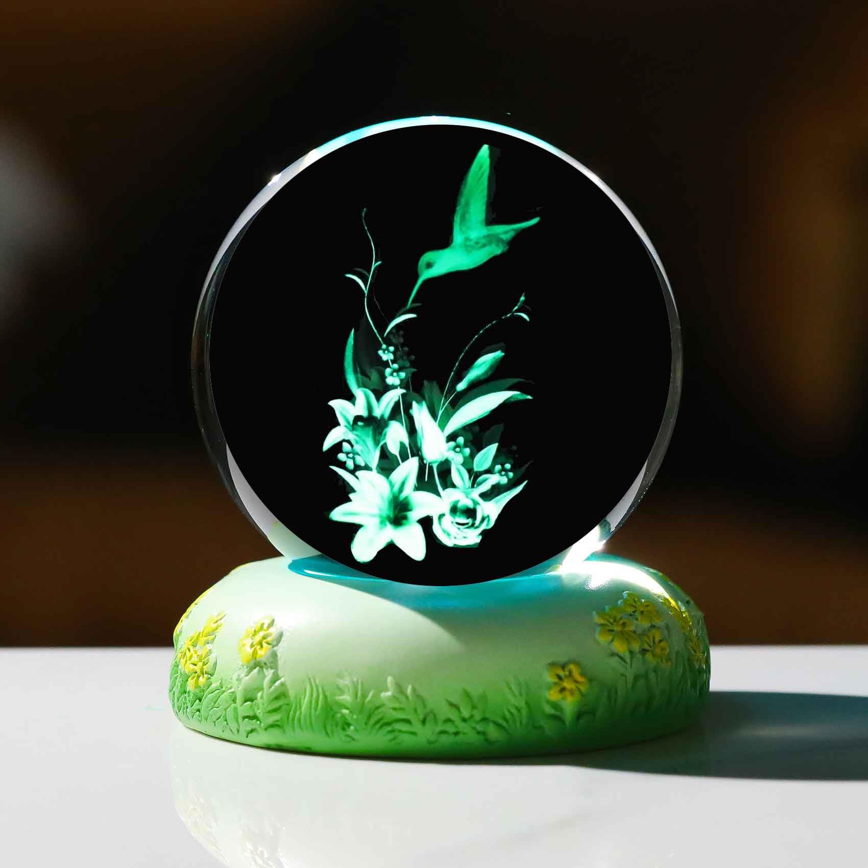 Sponsored Ad – 2.36in. Crystal Ball Engraved 3D Lily Flower and Hummingbird with LED Base, Glass Lily Floral Sphere Ornament Collectible Gifts for Women Friend