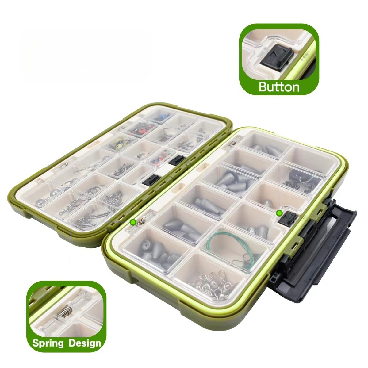 Kits de aparejos de terminal de pesca, kit de accesorios de pesca, caja de aparejos de pesca con ganchos, pesas, plomos y aparejos, giratorios de bagre, juego de aparejos de cebo, cabeza de plantilla,
