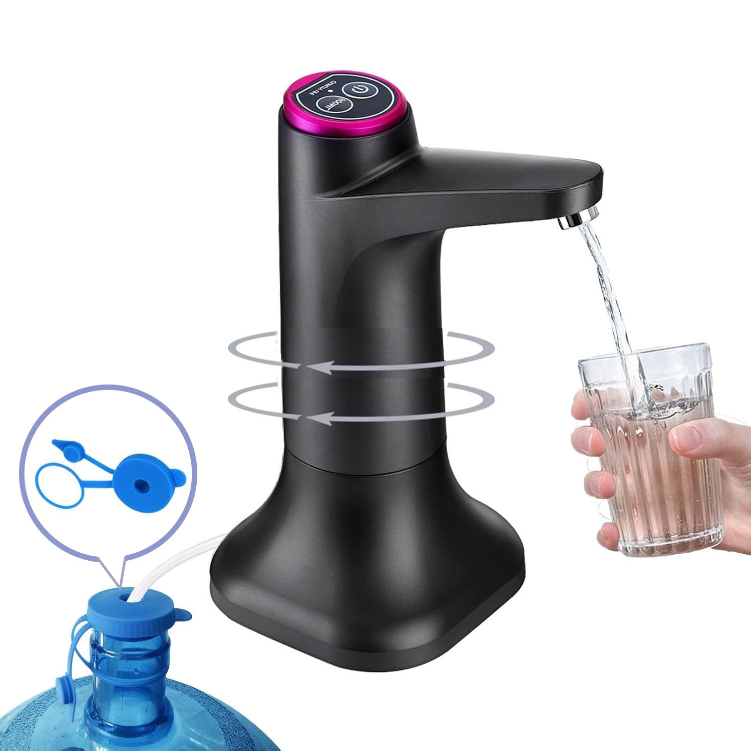 Distributeur d eau portable Pompe à rechargeable de qualité alimentaire sans BPA Silencieuse et étanche Compatible universelle avec les canettes en gallons Idéale pour la maison le camping-car camping