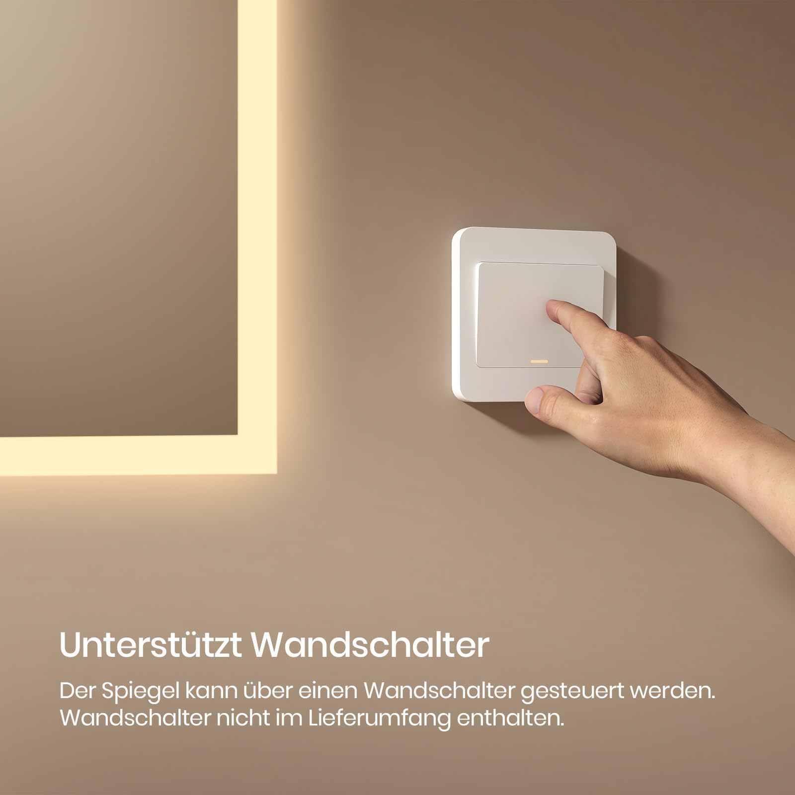 EMKE® Badspiegel mit Beleuchtung 80x60cm Badezimmerspiegel Warmweiß 3000K Wandschalter Vertikal/Horizontal Montage Badezimmer Spiegel mit Beleuchtung IP44 Energiesparend