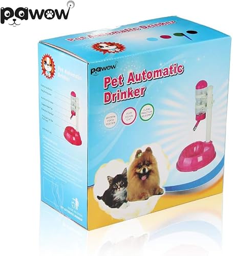 Miniatura 9 de Pawow Tazones de alimentación y bebida de mascotas rosas para perros pequeños, 3 en 1, dispensador automático de agua para mascotas, dispensador de