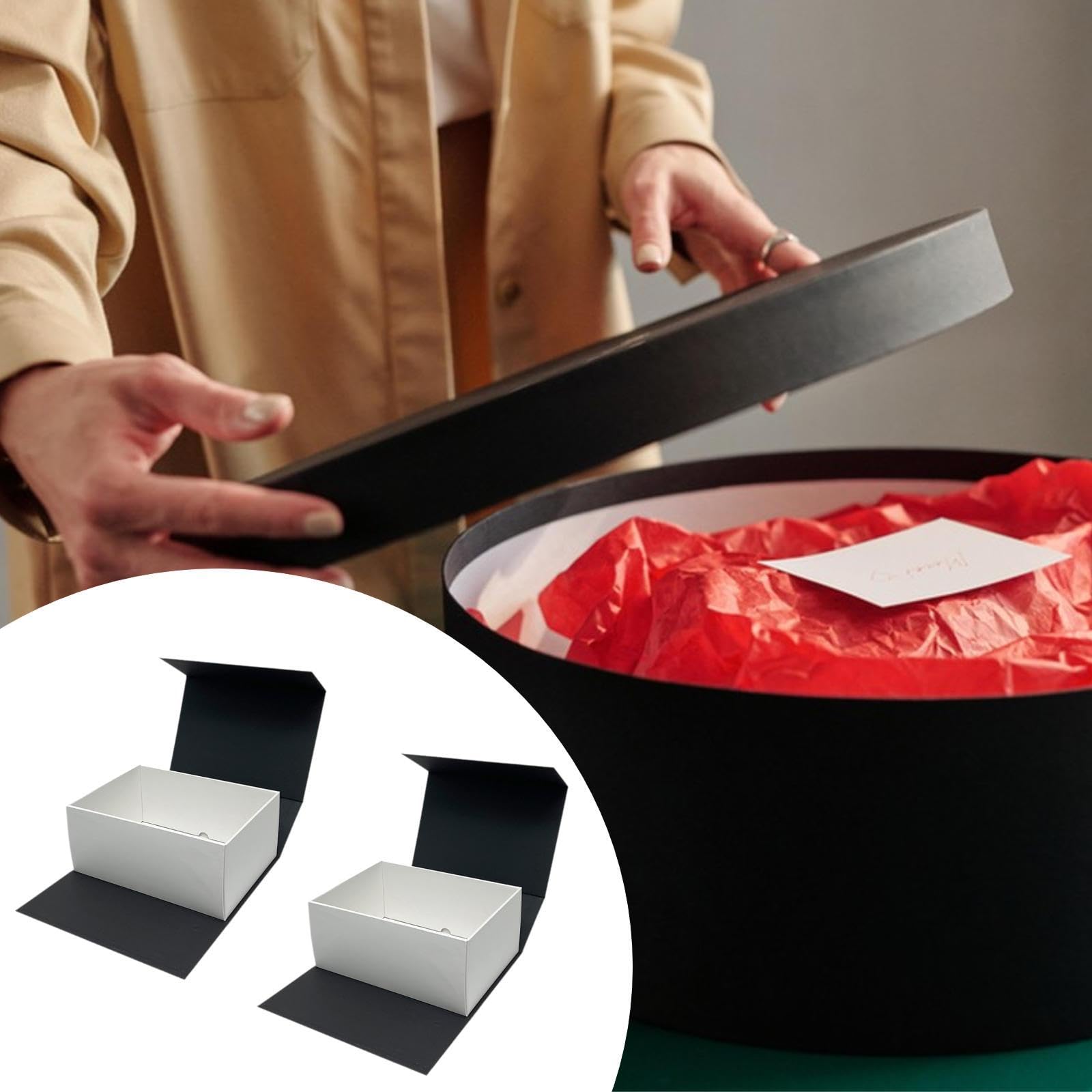 2X Geschenkbox mit Deckel, Faltbarer Hut-Organizer für Baseballkappen zum, Schwarz-Weiss