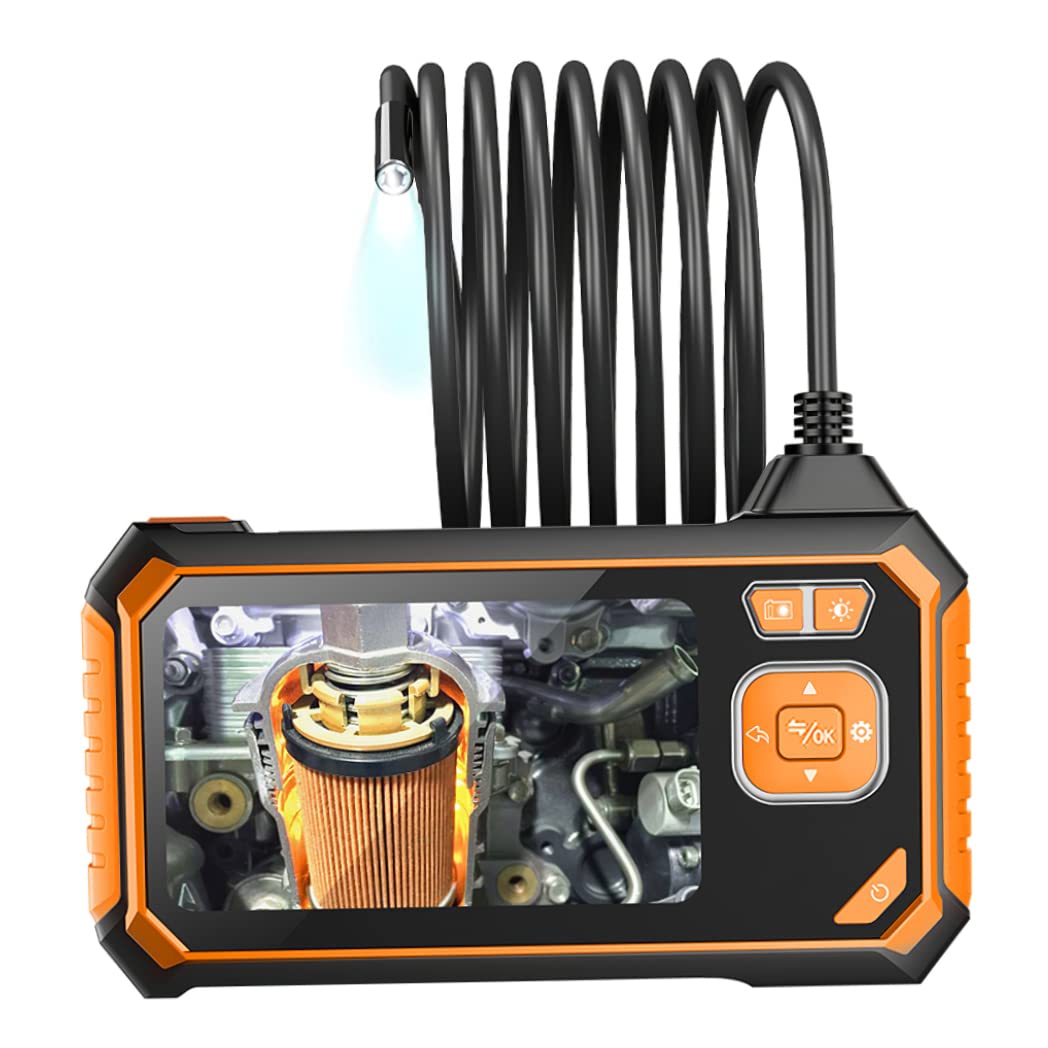 Odoukey Industrial Endoscope Camera Inspection Waterproof Camera with 6 Adjustable LED Lights Semi-Rigid Cable 32GB Card, Industrial Endoscope