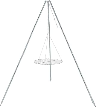 Coleman Tripod Campfire Grill & Lantern Hanger, Grill Grate with Adjustable Height for Cooking Over Fire