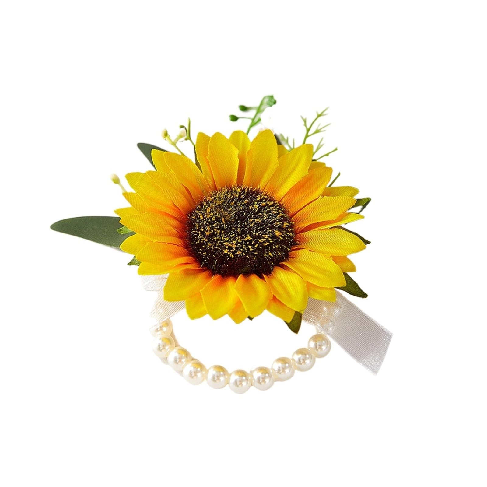 MQFBNNP Wedding boutonniere Handcrafted Sunflower Boutonniere And Wrist Corsage(Wrist Corsage)