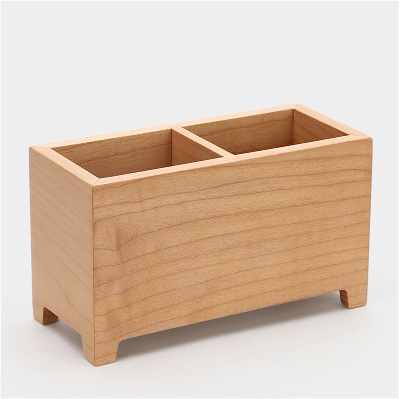 Portapenne, portapenne in Legno con Supporto per Cellulare per scrivania, 2 Scomparti, Organizer per matite, Cestino portaoggetti