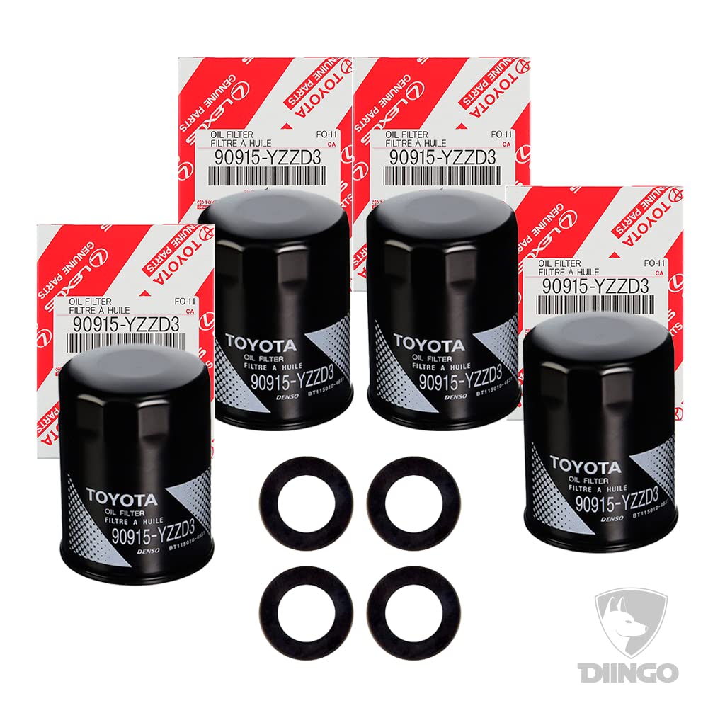 Buy GENUINE OEM TOYOTA Oil Filter 90915YZZD3 (4PK) with DIINGO Plug