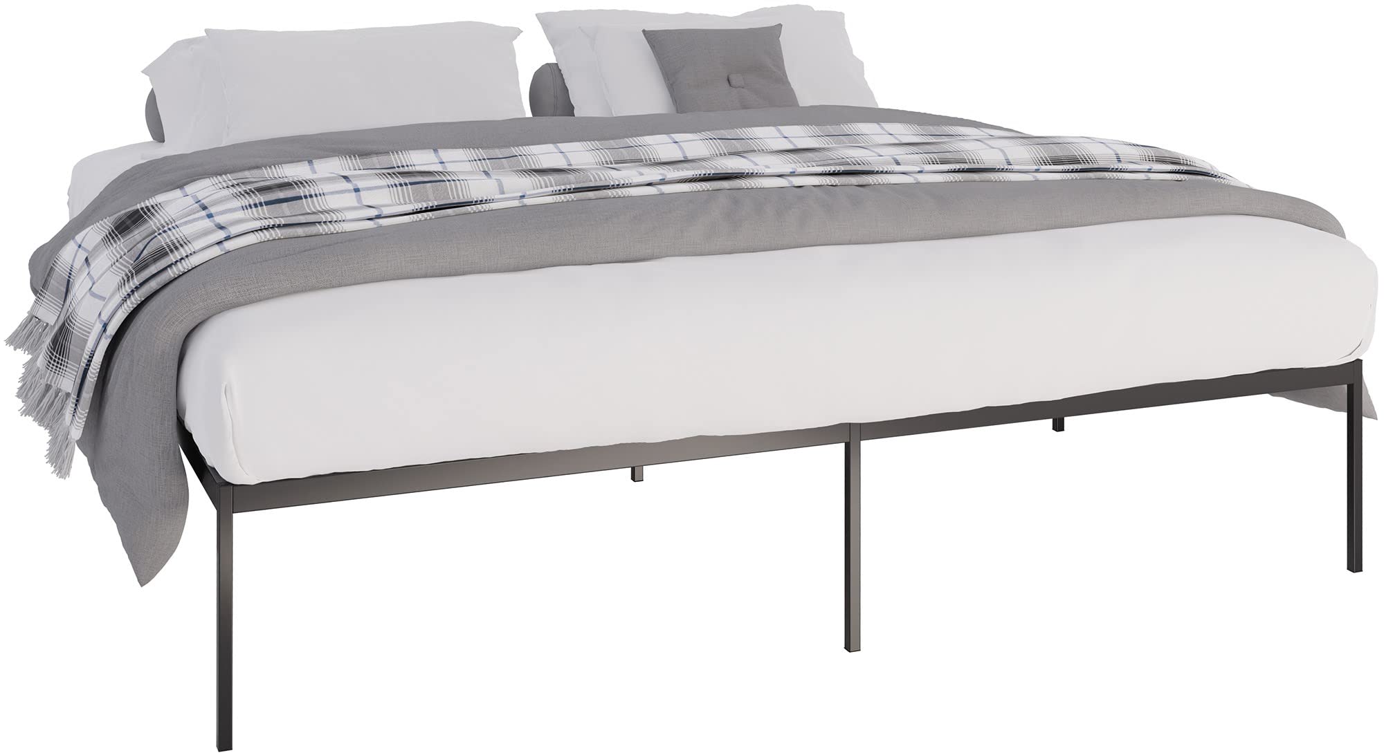 CLP Cadre De Lit en Métal Fargo I Sommier A Lattes Métallique I Largeur 100, 180, 200 cm I Capacité De Charge 320 Kg, Couleur:Noir, Taille:200x200x42 cm