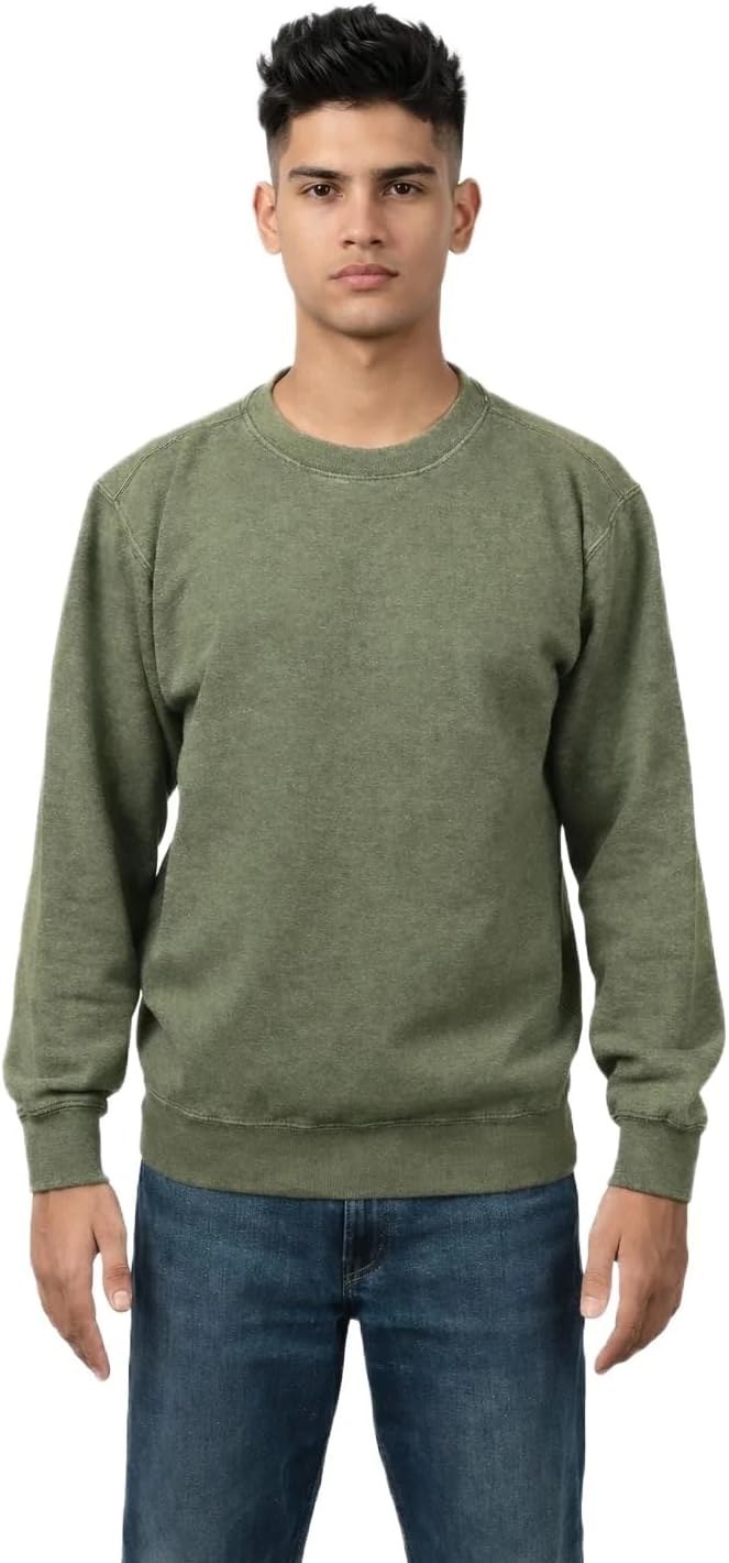 7.25 Oz Premium Vintage Fleece Textured Sweatshirt | Long Sleeve Crewneck Cotton Blend for Men and Women
